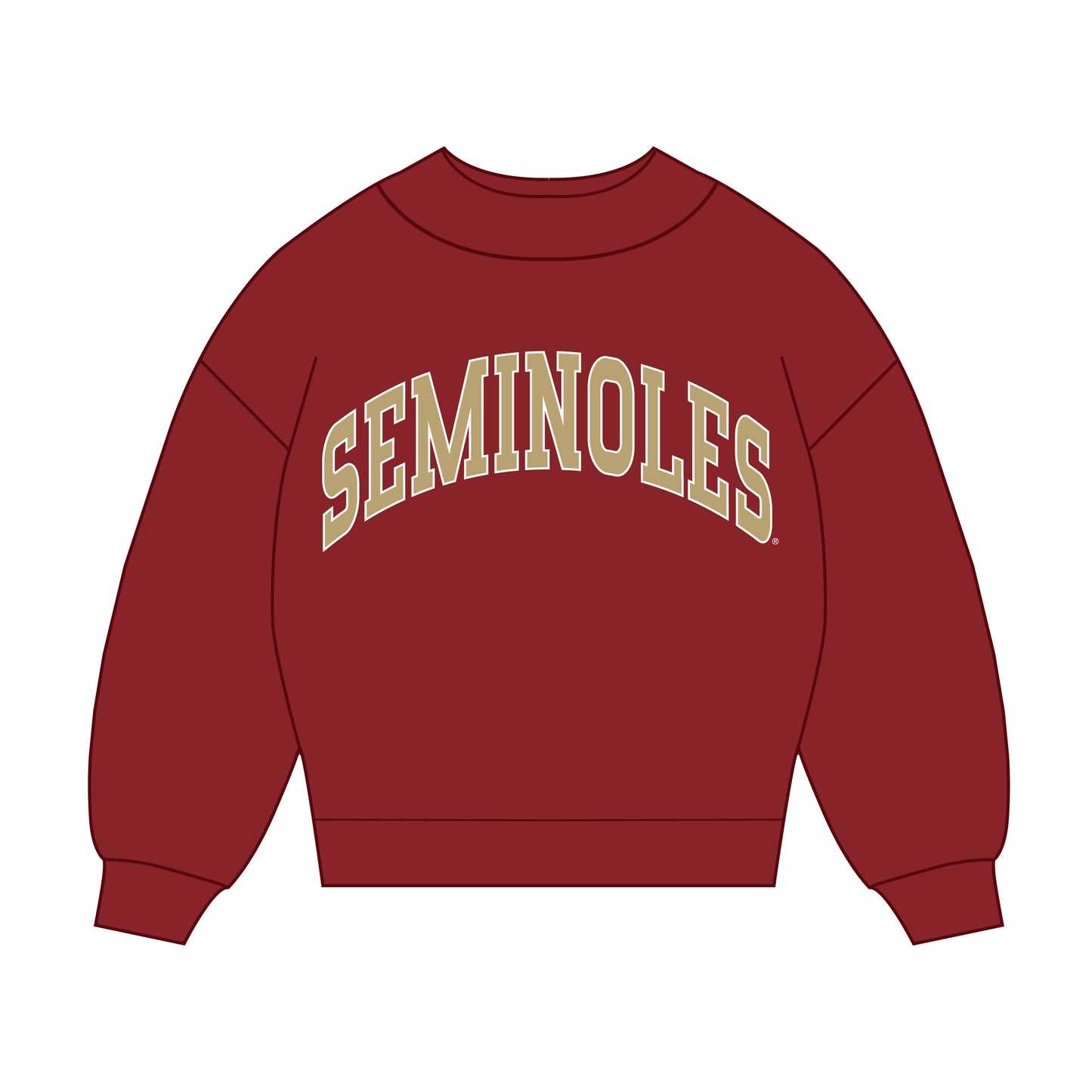 The Madi Classic Mockneck Seminoles Applique | Youth Garnet