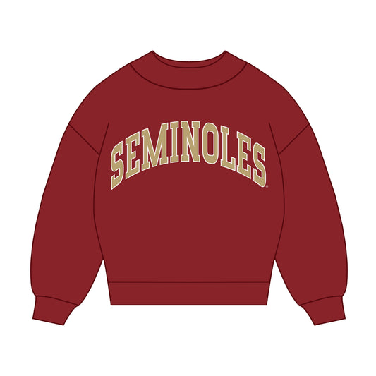 The Madi Classic Mockneck Seminoles Applique | Youth Garnet