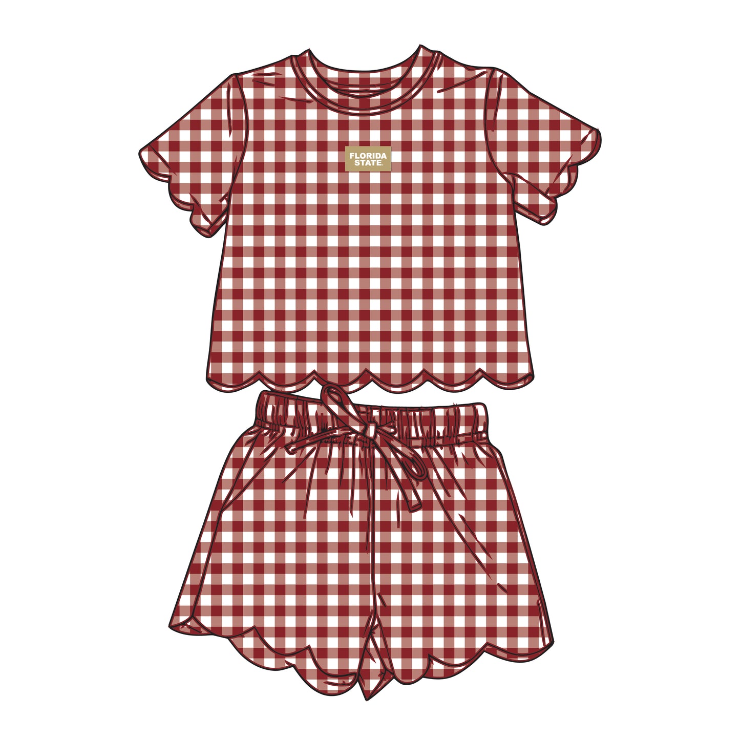 The Sue Scalloped Set Florida State | Youth Garnet