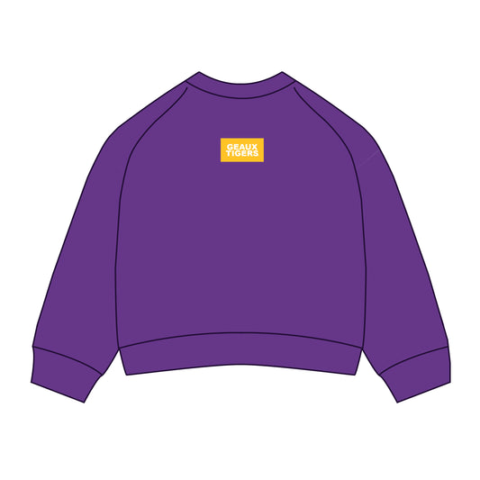 The Ava Airy Crewneck Geaux Tigers Woven Label | Youth Purple