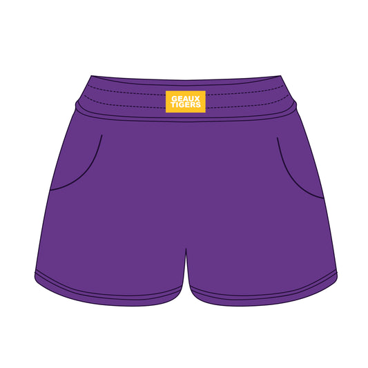 The Ava Airy Shorts Geaux Tigers Woven Label | Youth Purple