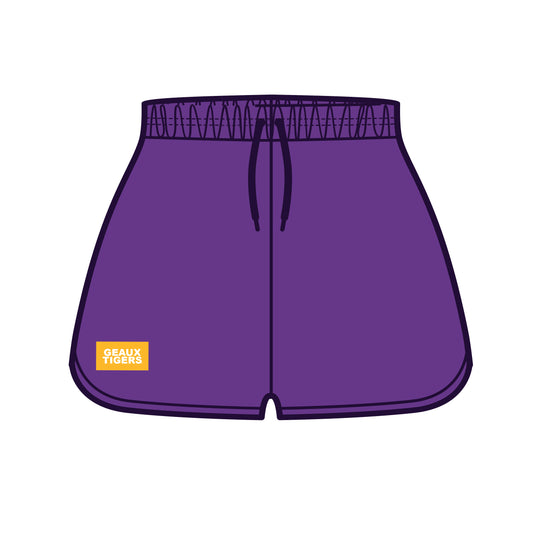 The Kristen Airy Lounge Shorts Geaux Tigers Woven Label | Purple
