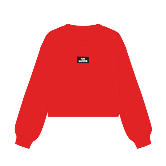 The Becca Boxy Crewneck Go Dawgs Woven Label | Youth Bright Red