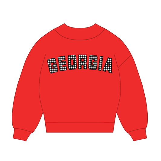 The Mallory Gingham Mockneck Georgia | Bright Red