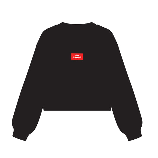 The Becca Boxy Crewneck Go Dawgs Woven Label | Black