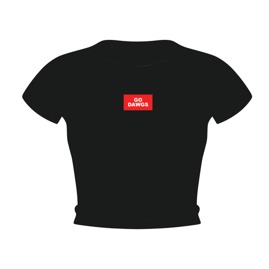 The Raegan Ribbed Baby Tee Go Dawgs Woven Label | Youth Black