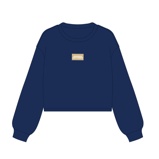 The Becca Boxy Crewneck Georgia Southern Woven Label | Navy