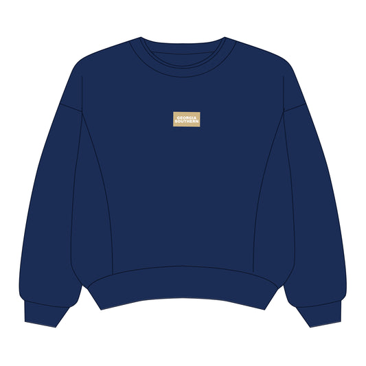 The Molly Corded Crew Georgia Southern Woven Label | Navy