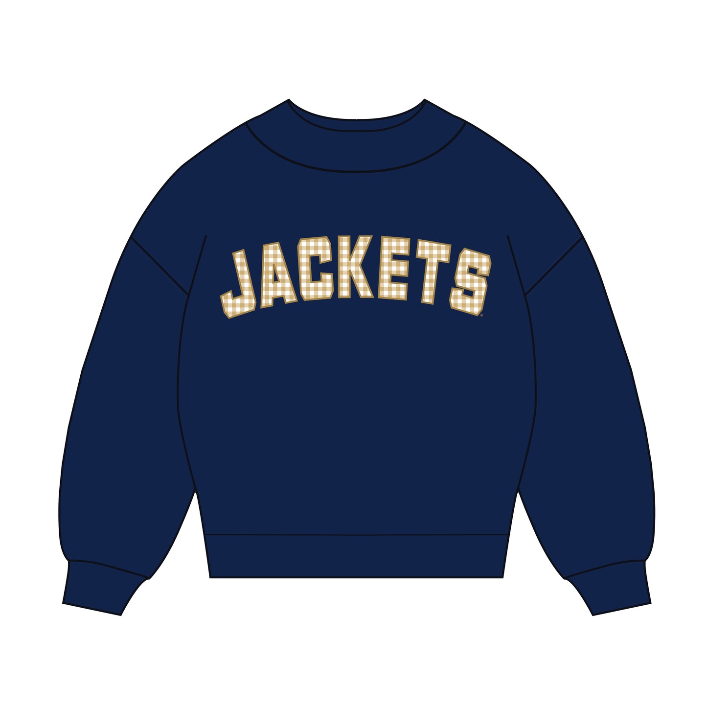 The Mallory Gingham Mockneck Georgia Tech | Youth Navy