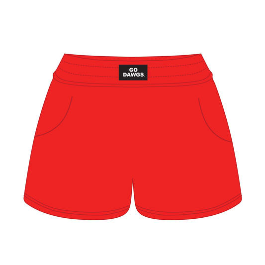 The Ava Airy Shorts Go Dawgs Woven Label | Bright Red