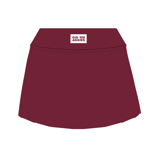 The Alli Tennis Skort Gig 'Em Aggies Woven Label | Deep Maroon