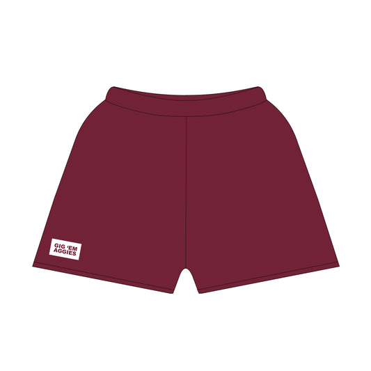 The Becca Shorts Gig 'Em Aggies Woven Label | Youth Deep Maroon