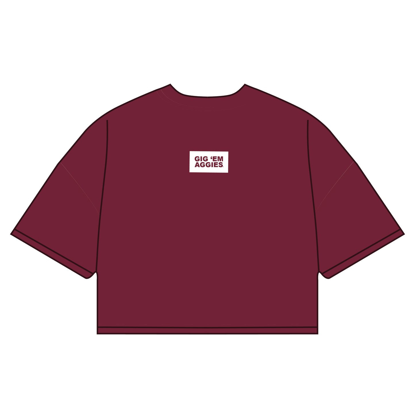 The Kristen Airy Tee Gig 'Em Aggies Woven Label | Deep Maroon