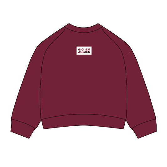 The Ava Airy Crewneck Gig 'Em Aggies Woven Label | Youth Deep Maroon