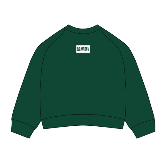 The Ava Airy Crewneck Go Green Go White Woven Label | Green