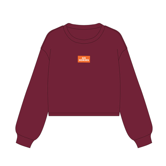 The Becca Boxy Crewneck Go Hokies Woven Label | Youth Maroon