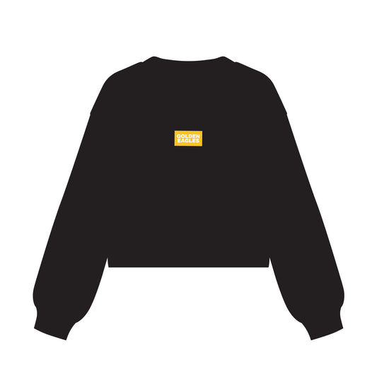 The Becca Boxy Crewneck Golden Eagles Woven Label | Black