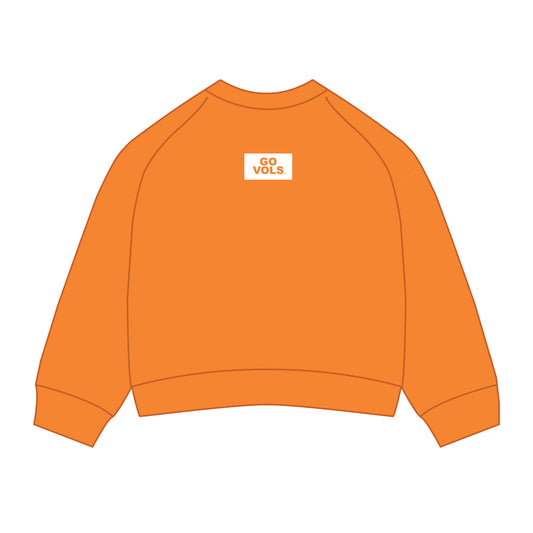 The Ava Airy Crewneck Go Vols Woven Label | Bright Orange