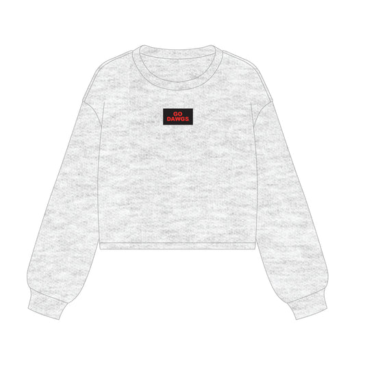 The Becca Boxy Crewneck Go Dawgs Woven Label | Youth Ash