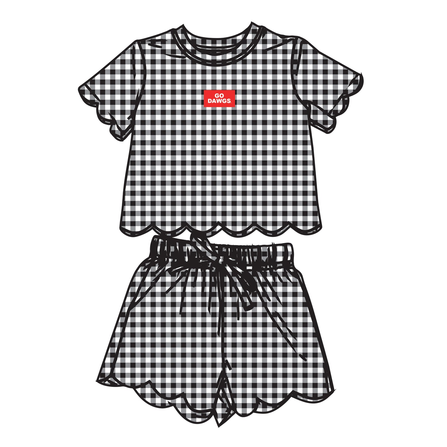The Sue Scalloped Set Go Dawgs | Youth Black