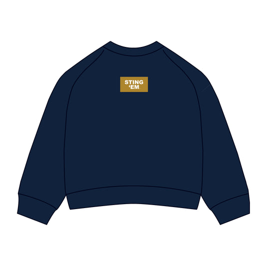 The Ava Airy Crewneck Sting 'Em Woven Label | Youth Navy