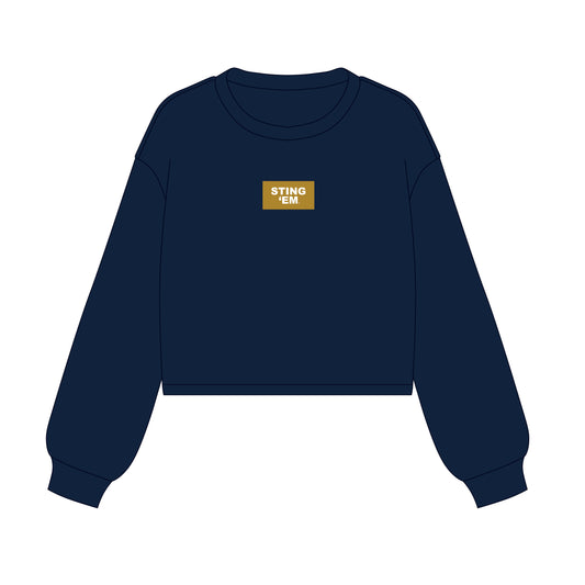 The Becca Boxy Crewneck Sting 'Em Woven Label | Navy