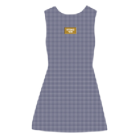 The Grace Gingham Dress Sting 'Em Woven Label | Navy