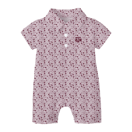 The James Romper Texas A&M | Baby Deep Maroon