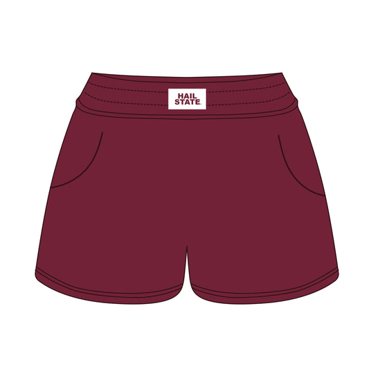 The Ava Airy Shorts Hail State Woven Label | Maroon