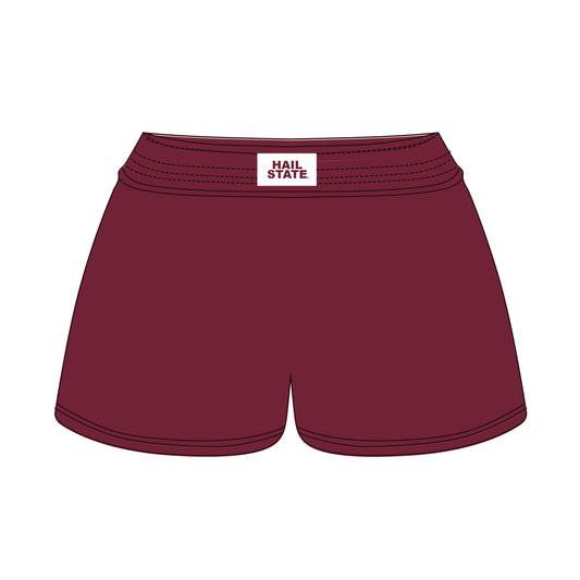The Liz Nylon Shorts Hail State Woven Label | Maroon