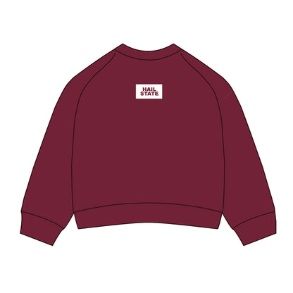 The Ava Airy Crewneck Hail State Woven Label | Deep Maroon
