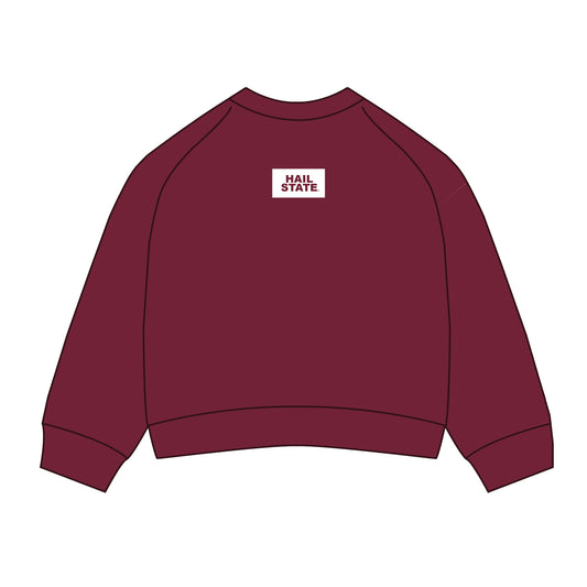 The Ava Airy Crewneck Hail State Woven Label | Maroon