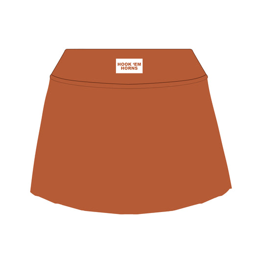 The Alli Tennis Skort Hook 'Em Horns Woven Label  | Youth Burnt Orange