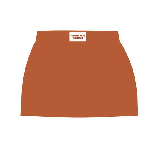 The Anna Active Skort Hook 'Em Horns Woven Label | Burnt Orange