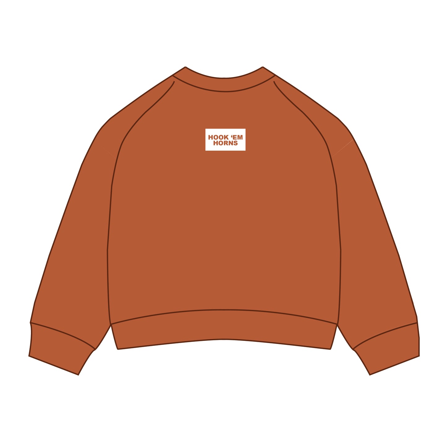 The Ava Airy Crewneck Hook 'Em Horns Woven Label | Youth Burnt Orange