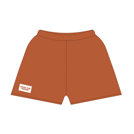 The Becca Shorts Hook 'Em Horns Woven Label | Burnt Orange
