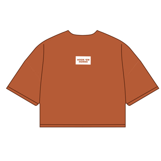 The Kristen Airy Shirt Hook 'Em Horns Woven Label | Burnt Orange
