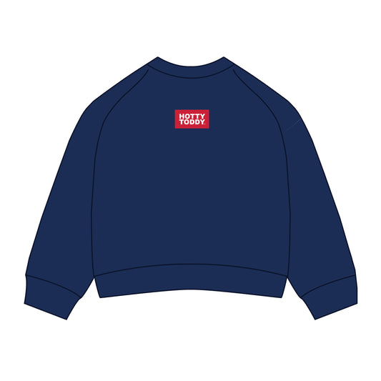 The Ava Airy Crewneck Hotty Toddy Woven Label | Navy