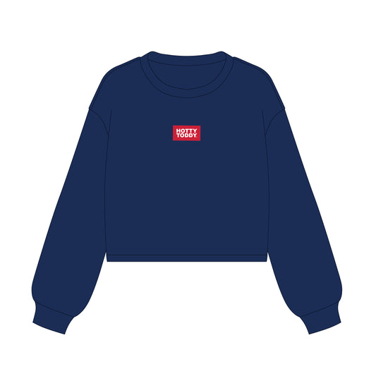 The Becca Boxy Crewneck Hotty Toddy Woven Label | Navy