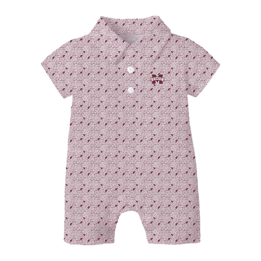 The James Romper Mississippi State | Baby Deep Maroon