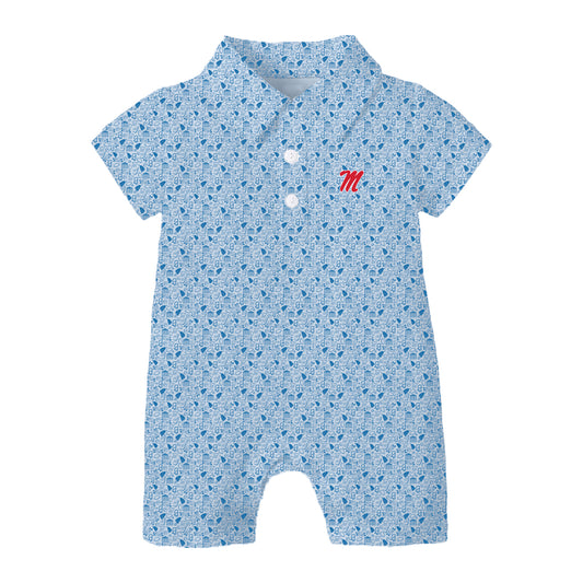 The James Romper Ole Miss | Baby Carolina Blue