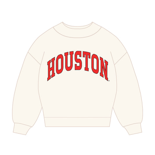 The Madi Classic Mockneck Houston Applique | Bone
