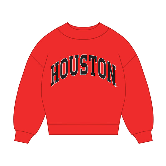 The Madi Classic Mockneck Houston Applique | Bright Red