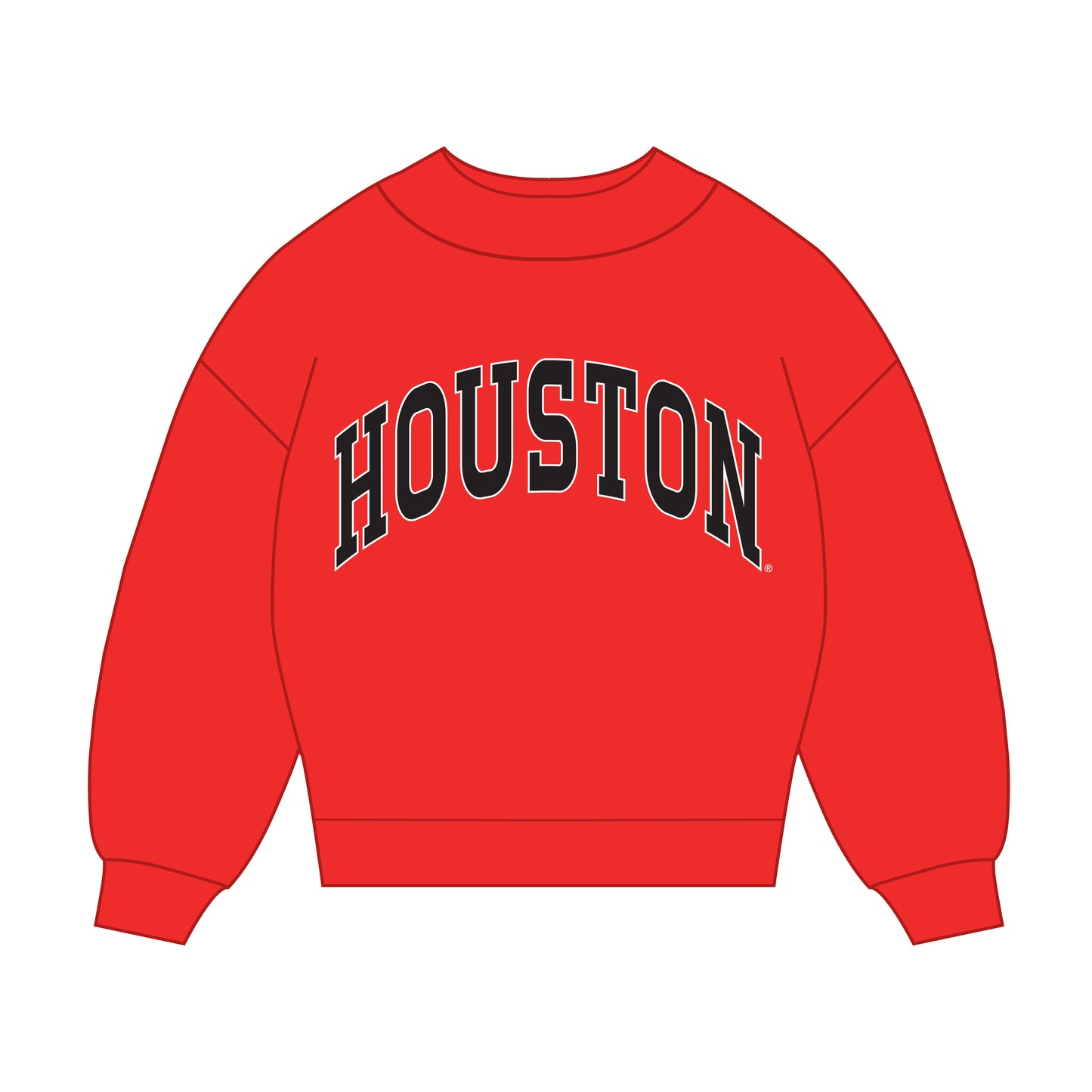 The Madi Classic Mockneck Houston Applique | Youth Bright Red