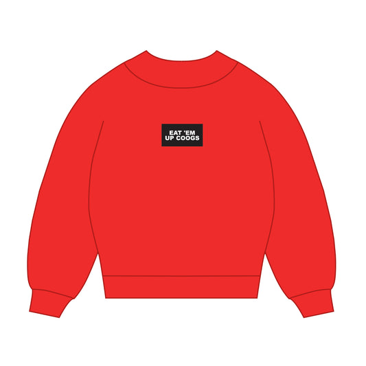 The Mary Mockneck Eat 'Em Up Cougs Woven Label | Bright Red