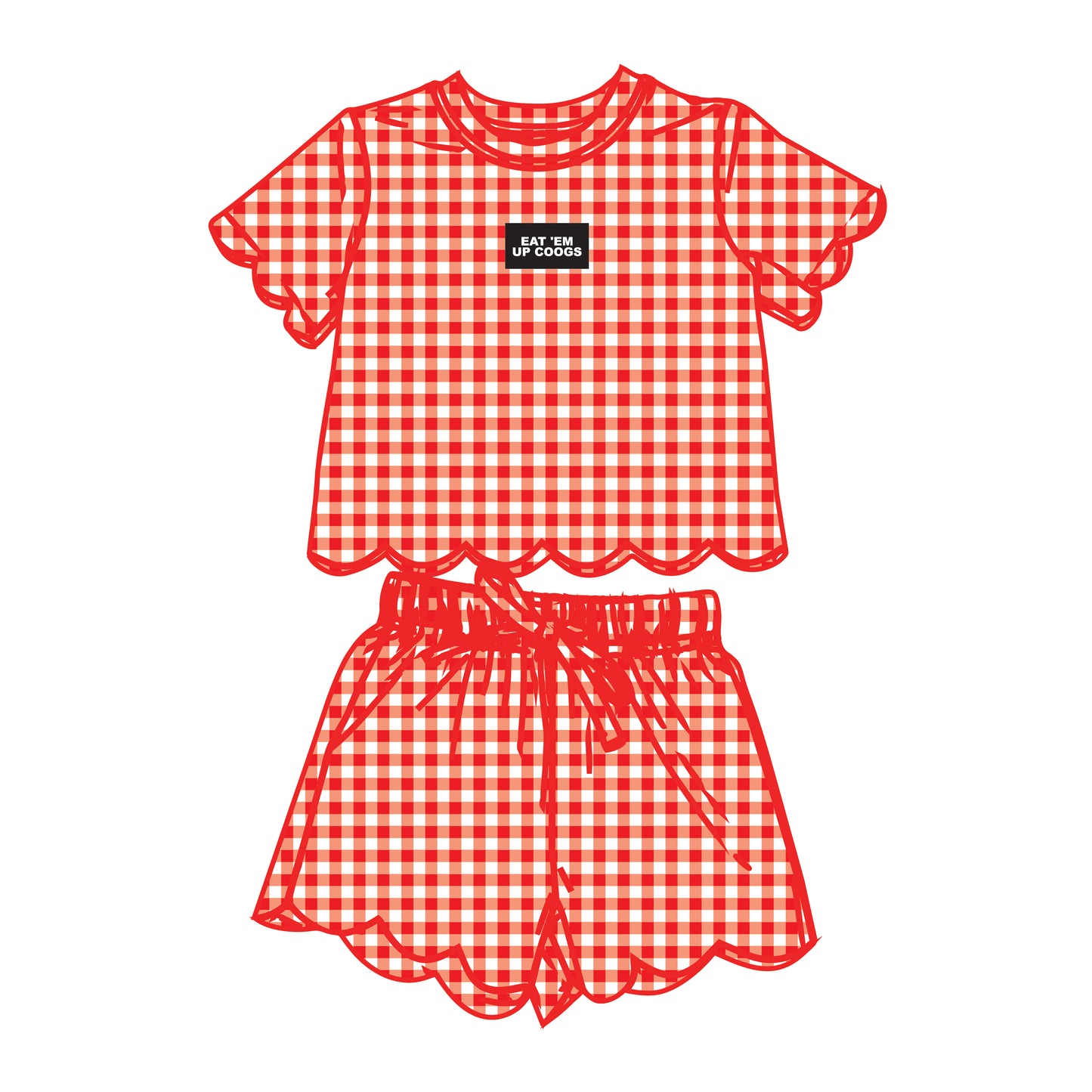 The Sue Scalloped Set Eat 'Em Up Coogs | Youth Bright Red