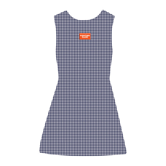 The Grace Gingham Dress Fighting Illini Woven Label | Navy