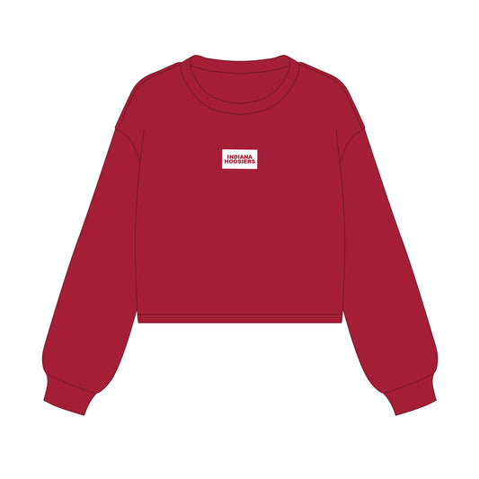 The Becca Boxy Crewneck Indiana Hoosiers Woven Label | Deep Red
