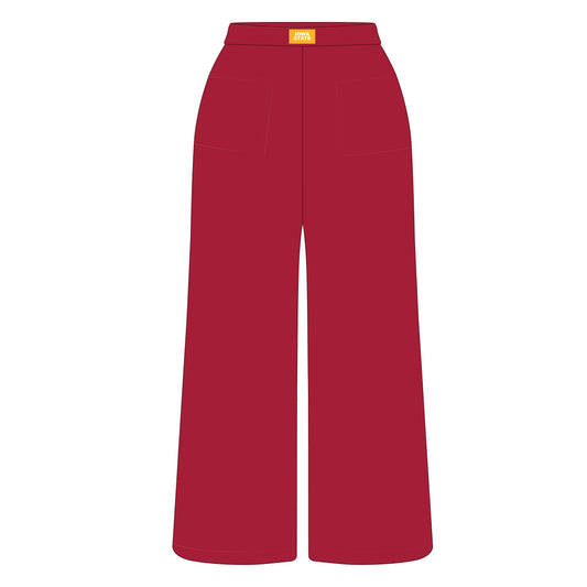 The Ava Airy Pants Iowa State Woven Label | Deep Red
