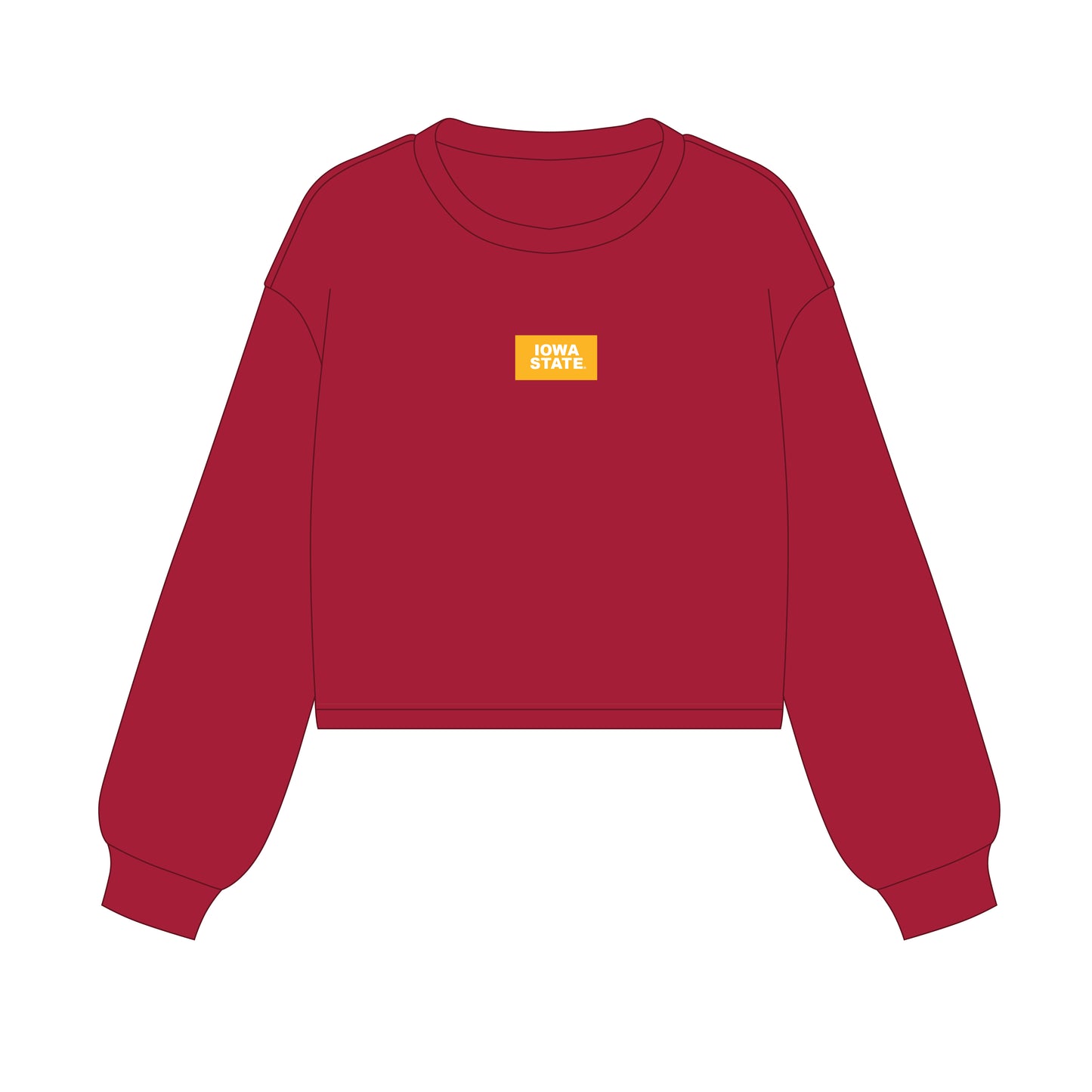 The Becca Boxy Crewneck Iowa State Woven Label | Deep Red